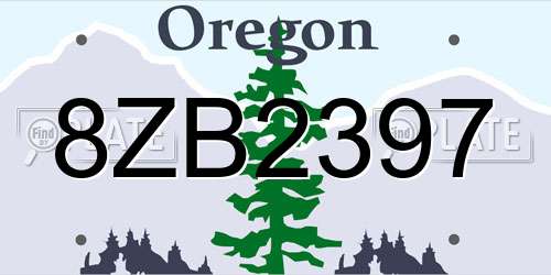 8ZB2397 Oregon License Plate