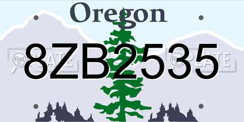 8ZB2535 Oregon License Plate