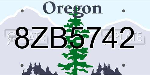 8ZB5742 Oregon License Plate