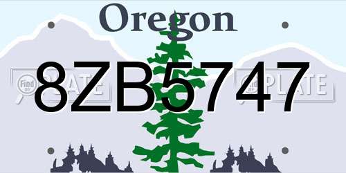 8ZB5747 Oregon License Plate