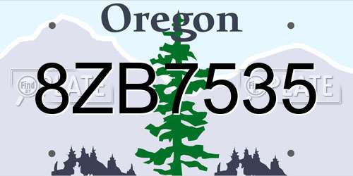 8ZB7535 Oregon License Plate