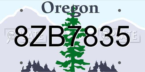 8ZB7835 Oregon License Plate
