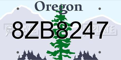 8ZB8247 Oregon License Plate