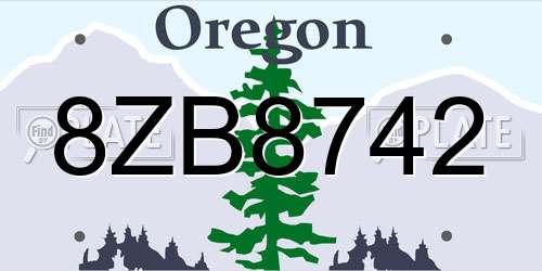 8ZB8742 Oregon License Plate