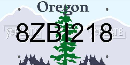 8ZBI218 Oregon License Plate