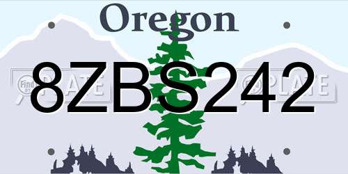 8ZBS242 Oregon License Plate