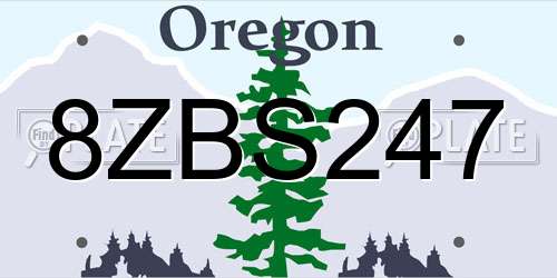 8ZBS247 Oregon License Plate