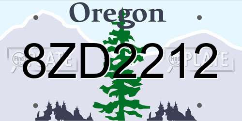 8ZD2212 Oregon License Plate