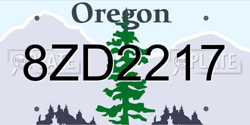 8ZD2217 Oregon License Plate