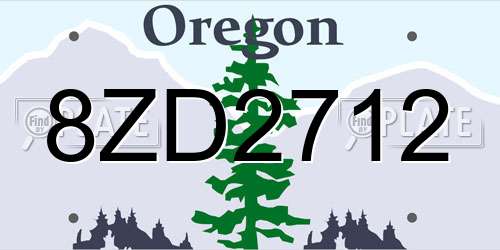 8ZD2712 Oregon License Plate