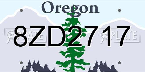 8ZD2717 Oregon License Plate