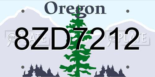 8ZD7212 Oregon License Plate