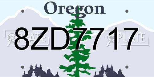 8ZD7717 Oregon License Plate