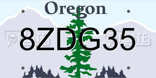 8ZDG35 Oregon License Plate