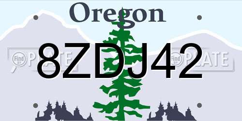 8ZDJ42 Oregon License Plate