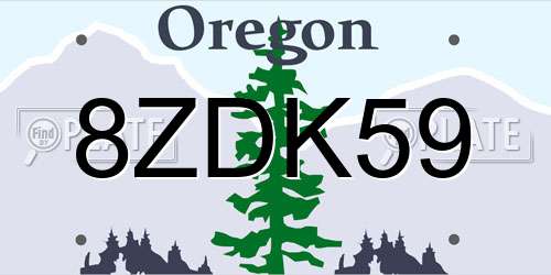 8ZDK59 Oregon License Plate