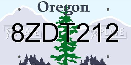 8ZDT212 Oregon License Plate