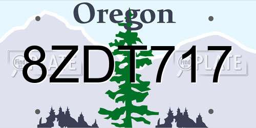 8ZDT717 Oregon License Plate