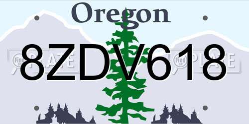 8ZDV618 Oregon License Plate