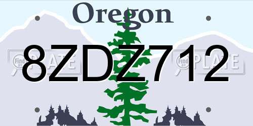 8ZDZ712 Oregon License Plate