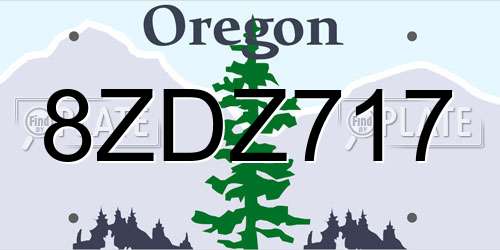 8ZDZ717 Oregon License Plate