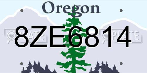 8ZE6814 Oregon License Plate