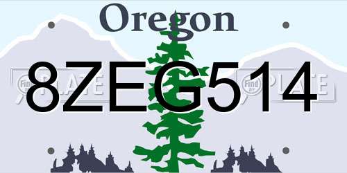 8ZEG514 Oregon License Plate