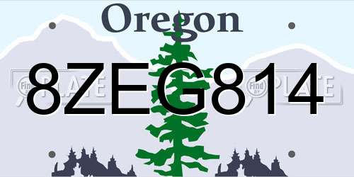 8ZEG814 Oregon License Plate