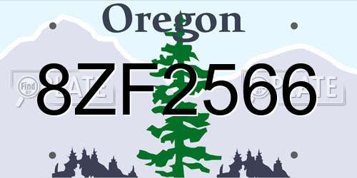 8ZF2566 Oregon License Plate