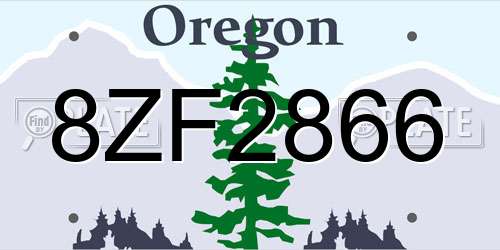 8ZF2866 Oregon License Plate
