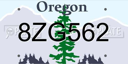8ZG562 Oregon License Plate