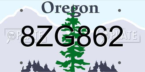 8ZG862 Oregon License Plate