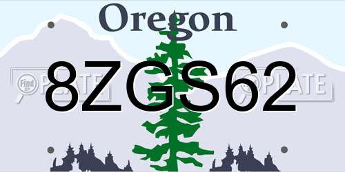 8ZGS62 Oregon License Plate