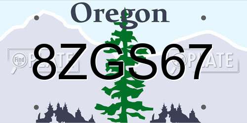 8ZGS67 Oregon License Plate