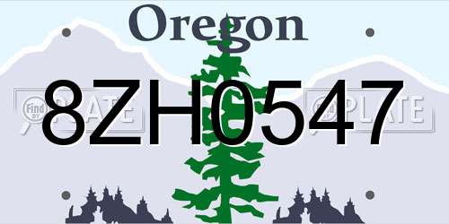 8ZH0547 Oregon License Plate