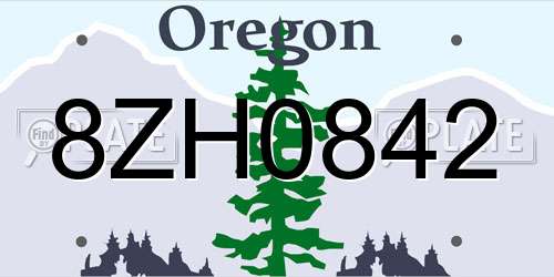 8ZH0842 Oregon License Plate