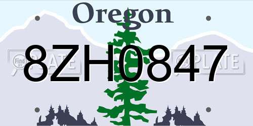 8ZH0847 Oregon License Plate