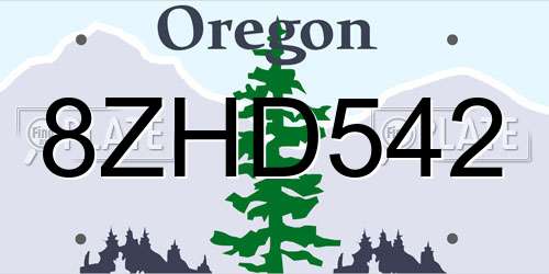 8ZHD542 Oregon License Plate