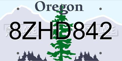 8ZHD842 Oregon License Plate