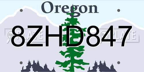 8ZHD847 Oregon License Plate