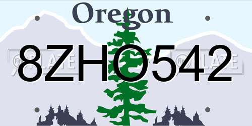 8ZHO542 Oregon License Plate