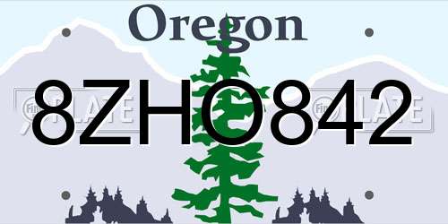 8ZHO842 Oregon License Plate