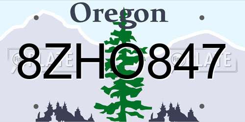8ZHO847 Oregon License Plate