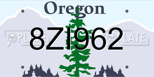 8ZI962 Oregon License Plate