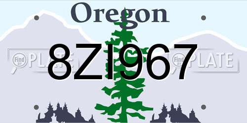 8ZI967 Oregon License Plate