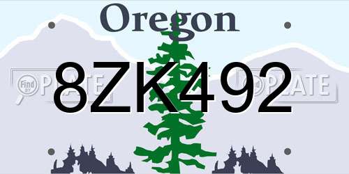 8ZK492 Oregon License Plate