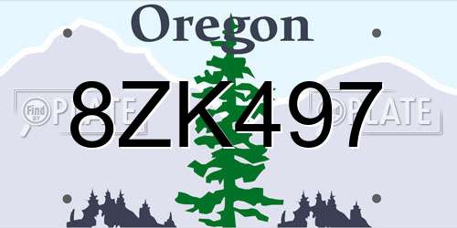 8ZK497 Oregon License Plate