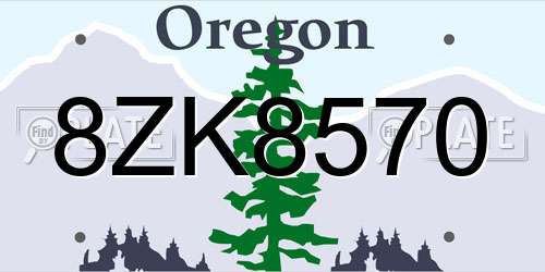 8ZK8570 Oregon License Plate