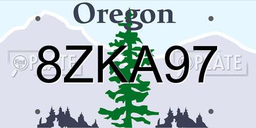 8ZKA97 Oregon License Plate