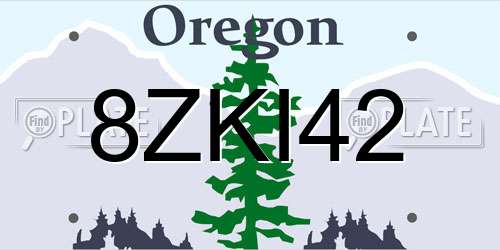 8ZKI42 Oregon License Plate